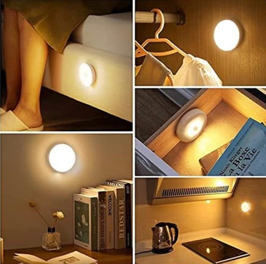 Siddocart Motion Sensor Light (Pack of 2) — USB Rechargeable & Wireless. Smart LED Night Lamp for Wardrobe, Cupboard, and Stairs!