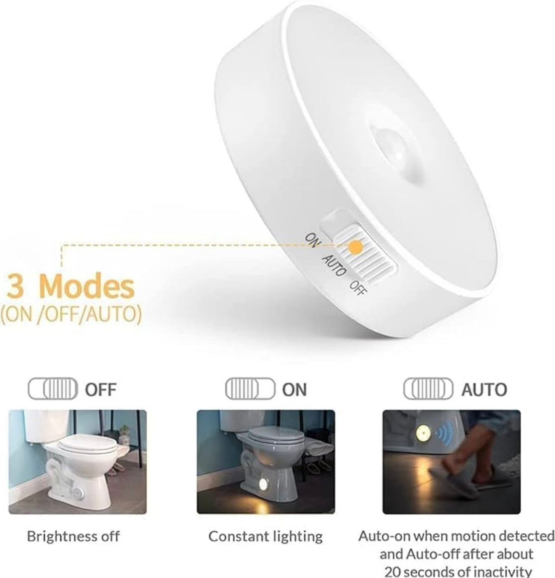 Siddocart Motion Sensor Light (Pack of 2) — USB Rechargeable & Wireless. Smart LED Night Lamp for Wardrobe, Cupboard, and Stairs!