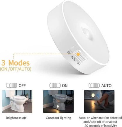 Siddocart Motion Sensor Light (Pack of 2) — USB Rechargeable & Wireless. Smart LED Night Lamp for Wardrobe, Cupboard, and Stairs!