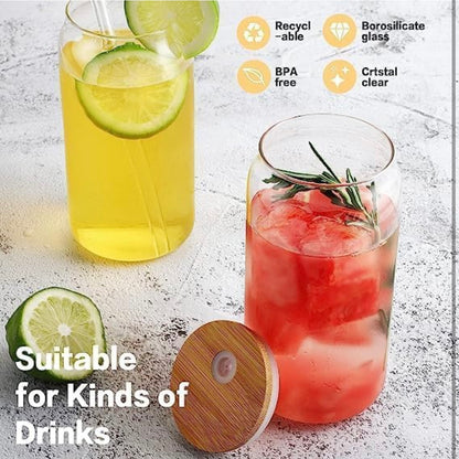 Siddocart Glass Sipper with Straw — Stylish 540ml Transparent Cup for Coffee, Juice & Milk. Perfect for Home, Café, or Gifting!