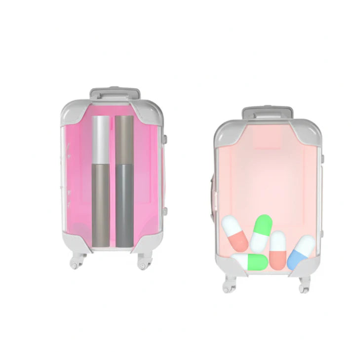 Mini Suitcase Organizer | Multipurpose Travel Storage Box & Money Bank | Cute Toy Luggage Gift for Girls | Portable Cosmetic, Jewelry & Stationery Storage Case(Pack of 1)