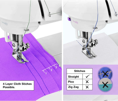 Siddocart- Makes life easy Mini Sewing Machine with Table Set | Tailoring Machine | Hand Sewing Machine with extension table, foot pedal, adapter, White (With KIT)