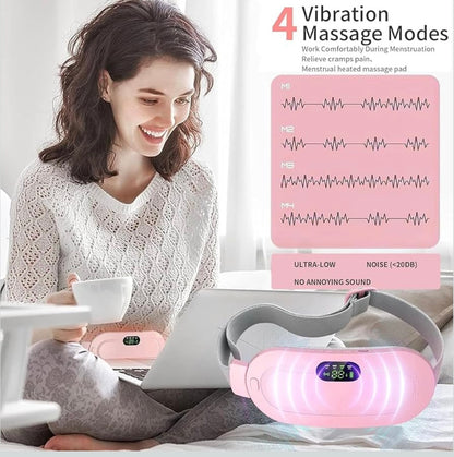 Siddocart Period Cramp Relief Pad — Soothing Heat & 4 Massage Modes. Comfort Belt for Instant Relief from Menstrual, Belly & Back Pain!