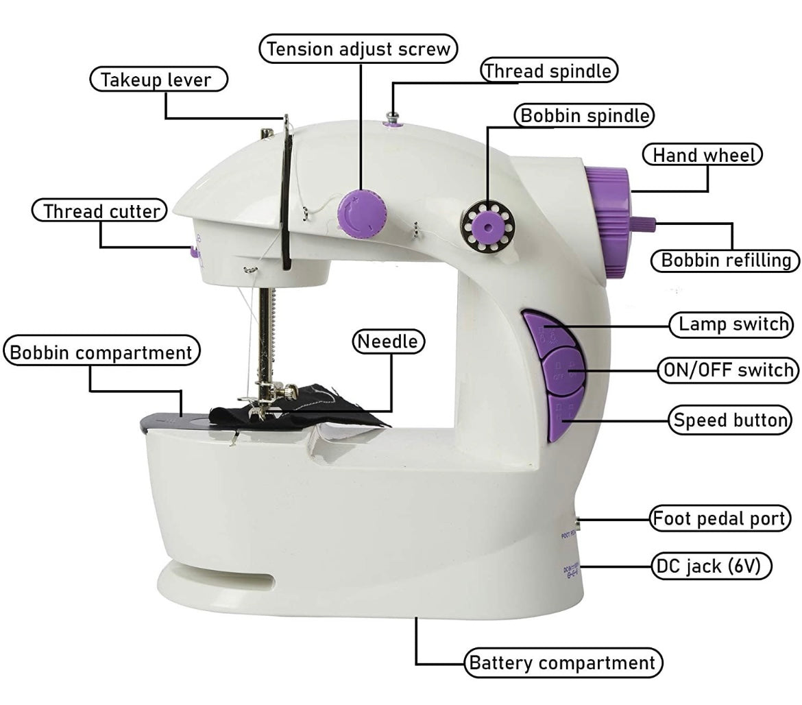 Siddocart- Makes life easy Mini Sewing Machine with Table Set | Tailoring Machine | Hand Sewing Machine with extension table, foot pedal, adapter, White (With KIT)