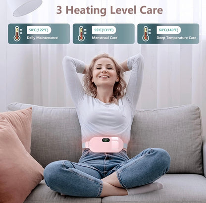 Siddocart Period Cramp Relief Pad — Soothing Heat & 4 Massage Modes. Comfort Belt for Instant Relief from Menstrual, Belly & Back Pain!