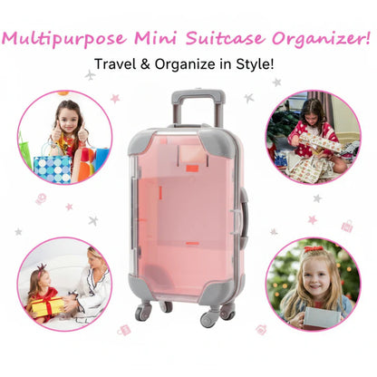 Mini Suitcase Organizer | Multipurpose Travel Storage Box & Money Bank | Cute Toy Luggage Gift for Girls | Portable Cosmetic, Jewelry & Stationery Storage Case(Pack of 1)