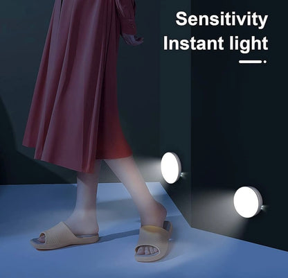 Siddocart Motion Sensor Light (Pack of 2) — USB Rechargeable & Wireless. Smart LED Night Lamp for Wardrobe, Cupboard, and Stairs!