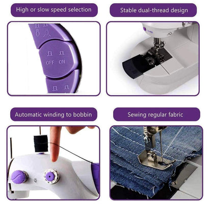 Siddocart- Makes life easy Mini Sewing Machine with Table Set | Tailoring Machine | Hand Sewing Machine with extension table, foot pedal, adapter, White (With KIT)