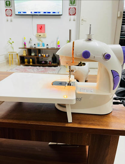Siddocart- Makes life easy Mini Sewing Machine with Table Set | Tailoring Machine | Hand Sewing Machine with extension table, foot pedal, adapter, White (With KIT)