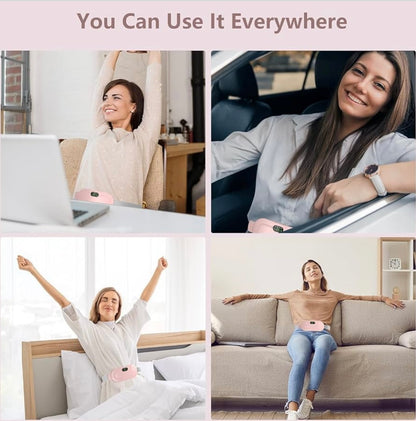 Siddocart Period Cramp Relief Pad — Soothing Heat & 4 Massage Modes. Comfort Belt for Instant Relief from Menstrual, Belly & Back Pain!